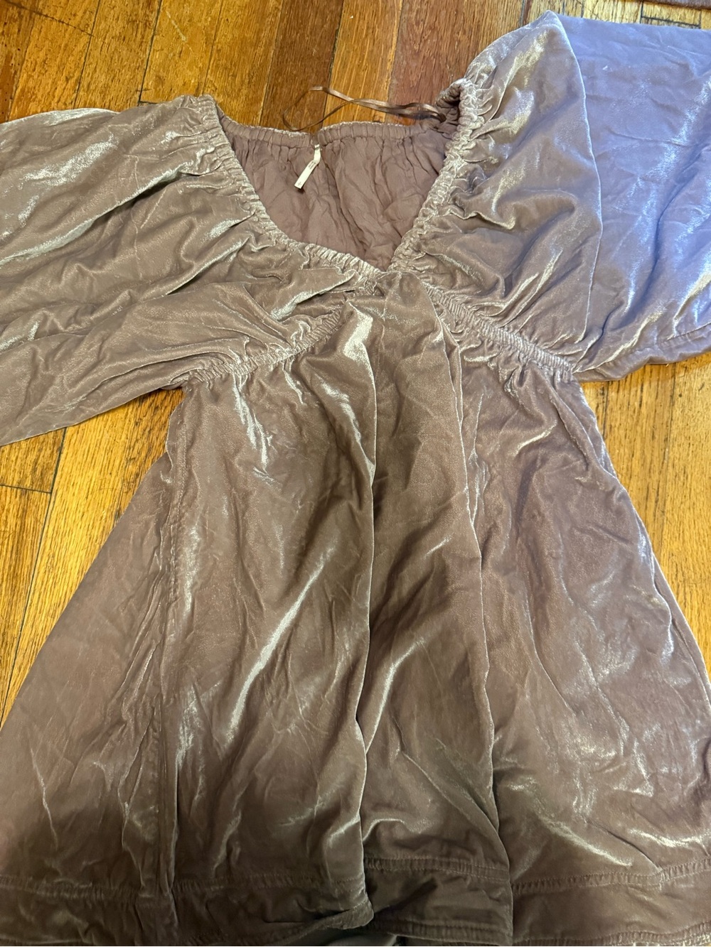 Free People Velvet Mini Dress in Mauve Taupe